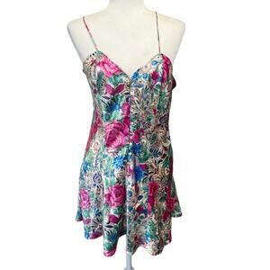 Victoria’s Secret Gold Label Floral Satin Slip Dress Medium Vintage Y2K Lingerie